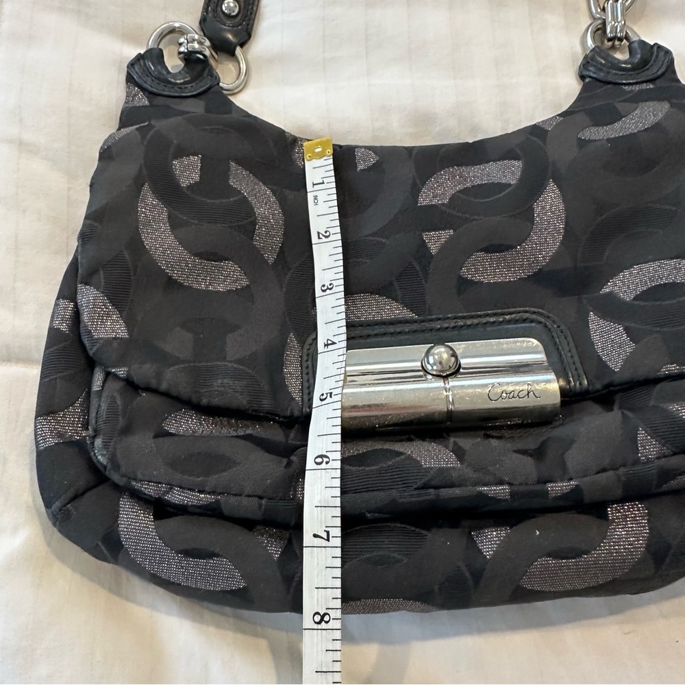 Coach Kristin Hobo Bag black jacquard fabric silver, charcoal signature pattern - Picture 5 of 12